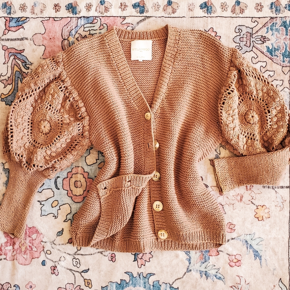 Anthropologie X Stella Pardo Handmade Hand Knitted Button Up Cardigan Sweater